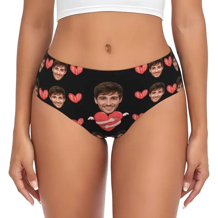 Lingerie personnalisée avec photo du visage pour femmes, cadeau de la Saint-Valentin, lingerie respirante et confortable