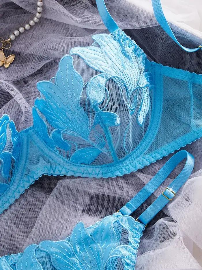 Ensemble de lingerie féminine en dentelle brodée