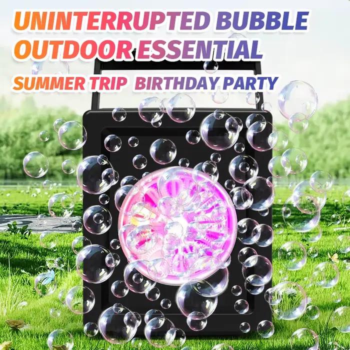 Machine à bulles électrique portative entièrement automatique, jouet d'anniversaire en plein air, sans batterie ni eau à bulles, 10 trous