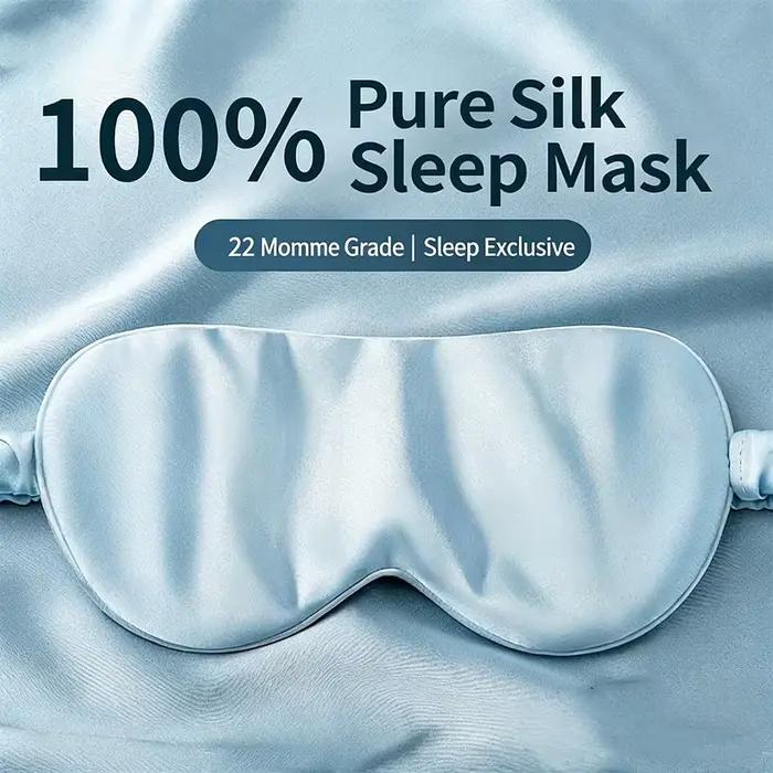 Masque pour les yeux de sommeil en soie de mûrier, chaud et frais, double usage, réglable, blocage de la lumière de voyage, couverture respirante pour les yeux, bandeau pour les yeux