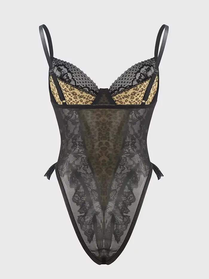 Body Sexy en dentelle à motif léopard