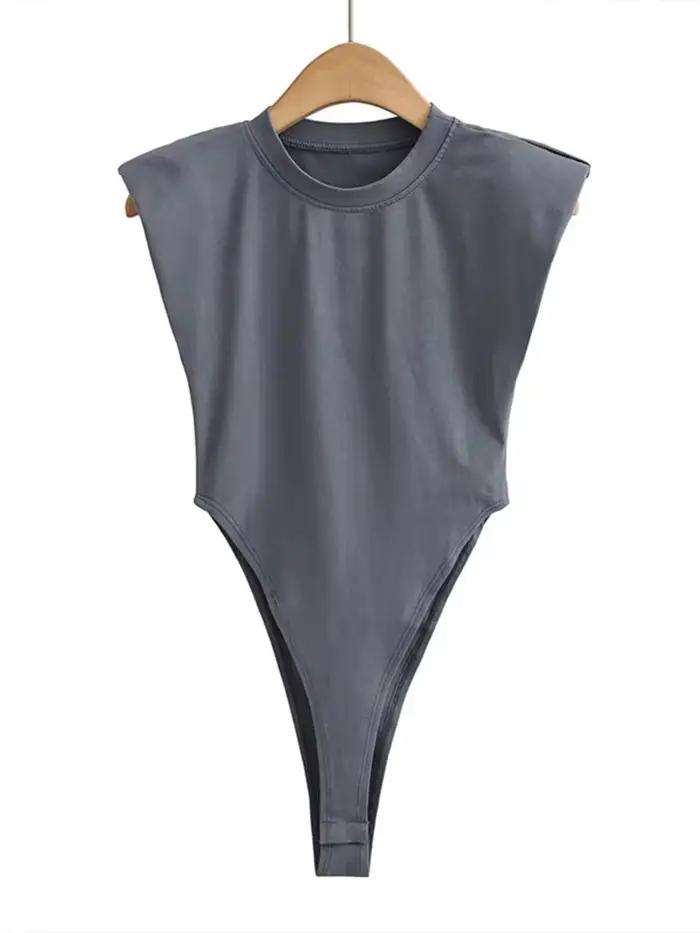 Hauts Sexy pour femmes, une pièce, moulante, épaule rembourrée, noir, sans manches, costumes pour femmes, blanc, été, 2024