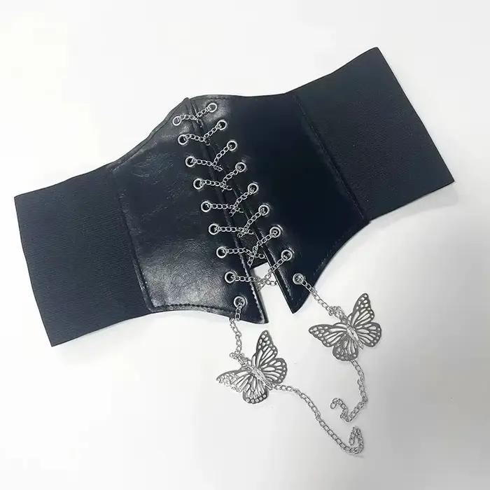 Corset à chaîne papillon, ceintures larges en Faux cuir, ceinture amincissante façonnant le corps pour femmes, élastique serré, taille haute pour un usage quotidien
