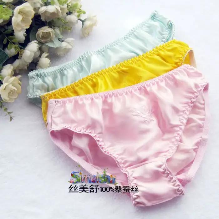 Vente chaude 2025 nouvelle couleur 100% culotte en soie naturelle femme slip trigonométrique taille basse lingerie
