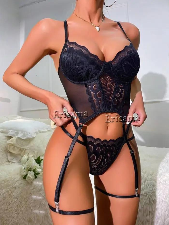 Ensemble de lingerie en dentelle 7.0 avec nœud décoratif
