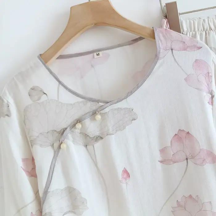 Pyjama en coton de Style chinois pour femmes