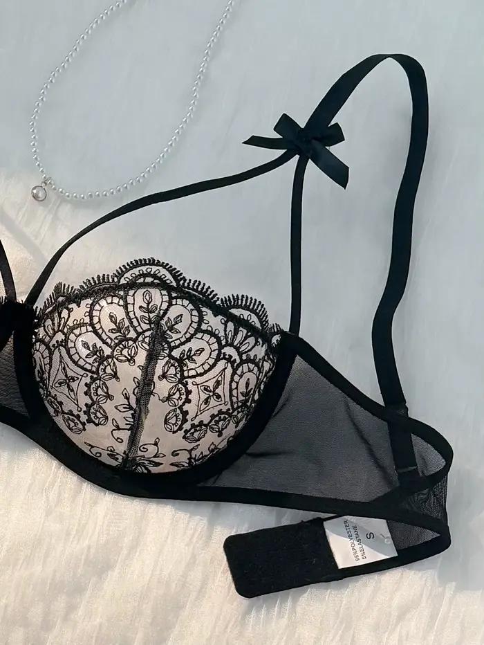 Ensemble de lingerie semi-transparente noir confortable et léger pour femmes