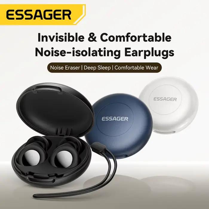 Essager Bouchons d'oreille en silicone Bouchons d'oreille réutilisables avec étui de rangement Bouchon d'oreille anti-bruit souple pour les concerts de sommeil Travail