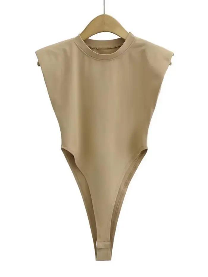 Hauts Sexy pour femmes, une pièce, moulante, épaule rembourrée, noir, sans manches, costumes pour femmes, blanc, été, 2024