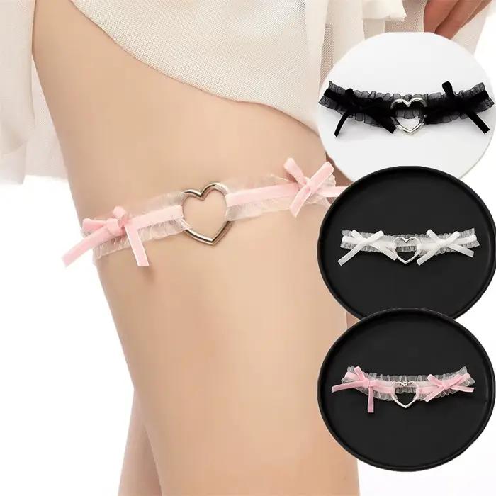 Lolita – jarretelles en dentelle, ceinture de jambe, Punk, croix, cœur, nœud, anneau de jambe, cloche élastique, cuisses, ras du cou, chaîne, Lingerie pour femmes, harnais Cosplay