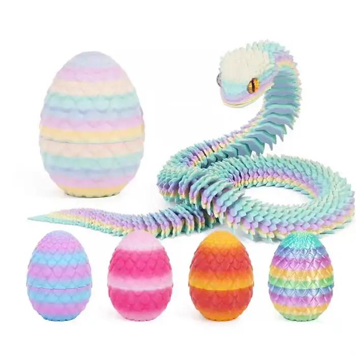 Figurine d'action œuf de serpent imprimée en 3D, jouet créatif anti-stress, figurine d'anime articulée et rotative, ornement de bureau, cadeau