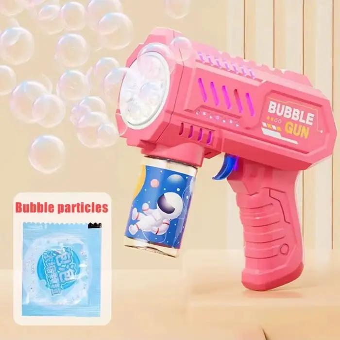 Pistolet à bulles entièrement automatique, Machine à bulles de fusée, souffleur automatique avec jouet liquide à bulles pour enfants, cadeaux de bulles de plage en plein air