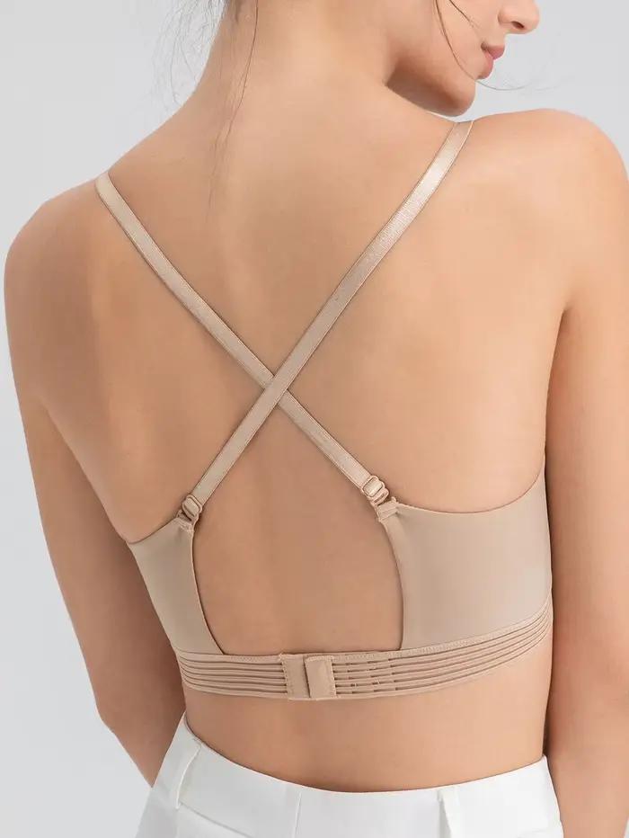 Lingerie française sexy pour femme sans anneaux en acier Soutien-gorge push-up avec un design au dos en U pour un soutien amélioré et un dos ouvert
