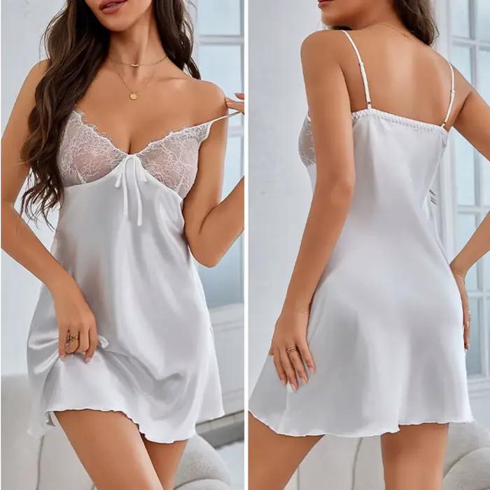 Chemise de nuit blanche Sexy pour femmes