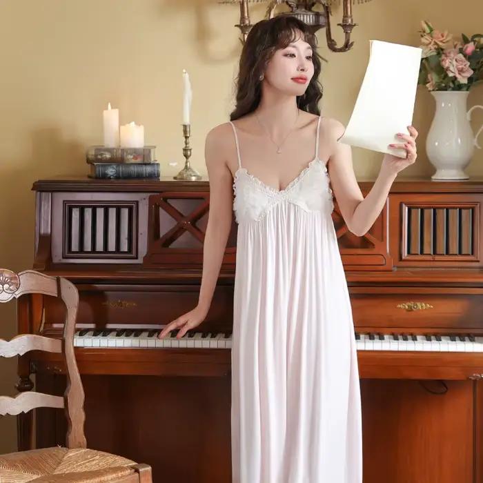 Chemise de nuit longue en coton pour femmes