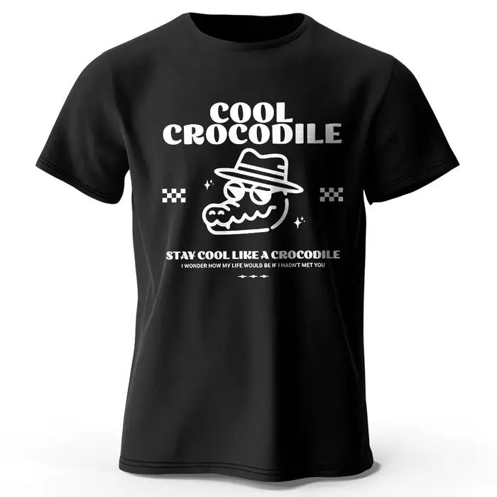 Cool Crocodile imprimé T-Shirt 100% coton surdimensionné Reptile graphique t-shirts pour hommes femmes été hauts marais Streetwear