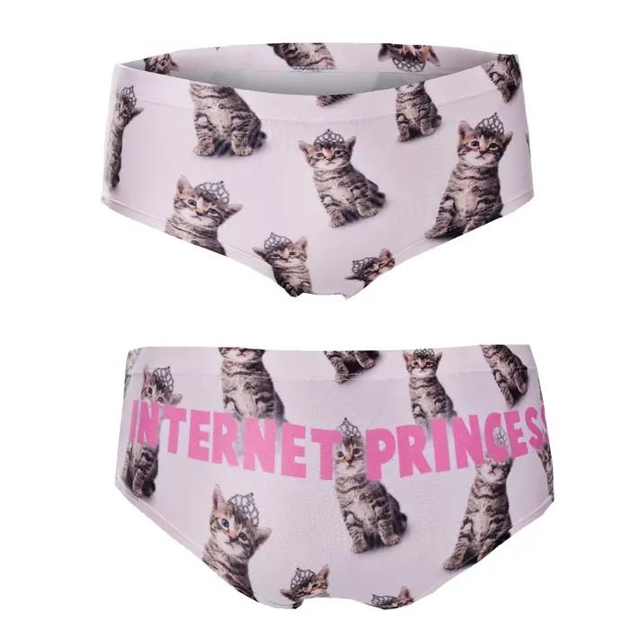 Culotte Sexy rose imprimé chat en 3d pour femmes