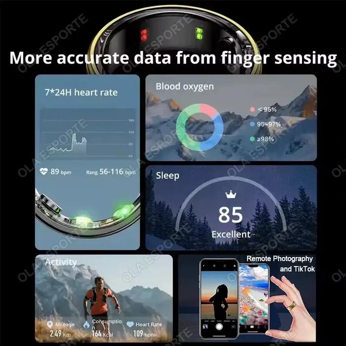 2025 anneau intelligent pression artérielle fréquence cardiaque surveillance du sommeil Smartring IP68 et 5ATM étanche Multi-sport Mode Smartring homme femmes