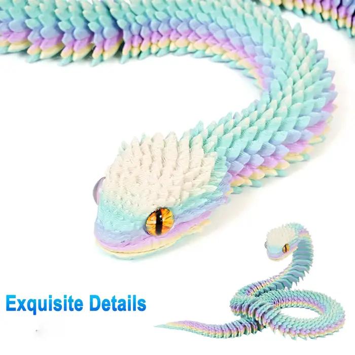 Serpent lumineux imprimé en 3D, Simulation de articulations mobiles, Figurine créative pour la maison, le bureau, décoration de bureau, cadeaux du nouvel an, artisanat