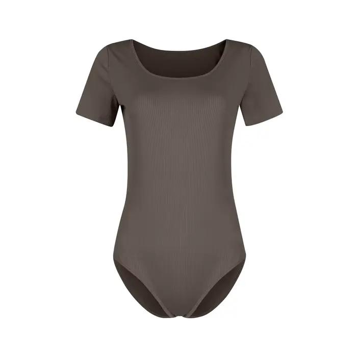 Barboteuse en coton à manches courtes pour femmes, combinaison basique décontractée, noir et blanc, barboteuse pour dames, été, 2024