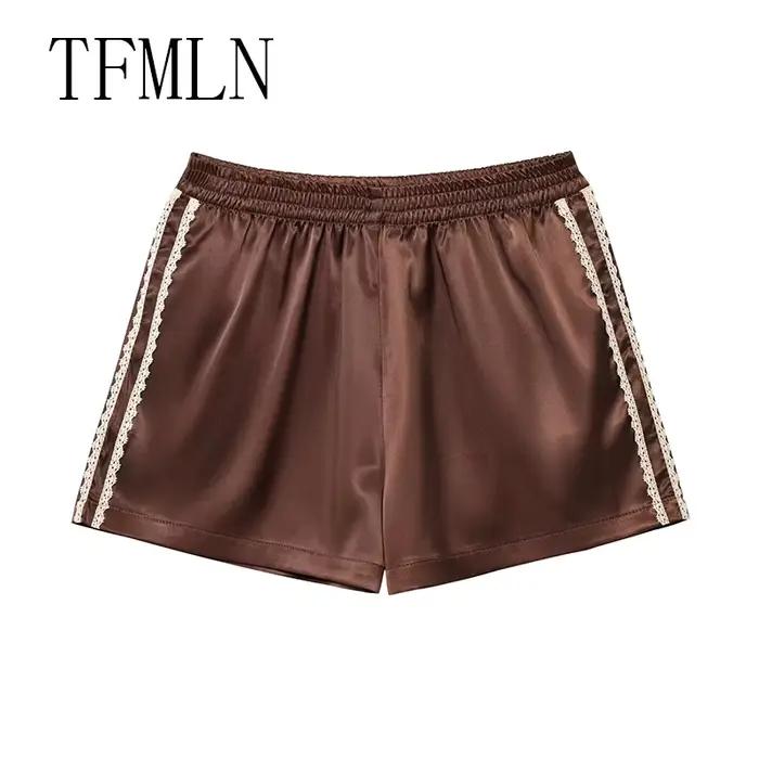 TFMLN femmes nouveau été soie dentelle Shorts culottes Imitation à volants Bloomers Anti-exposition pantalon Lolita