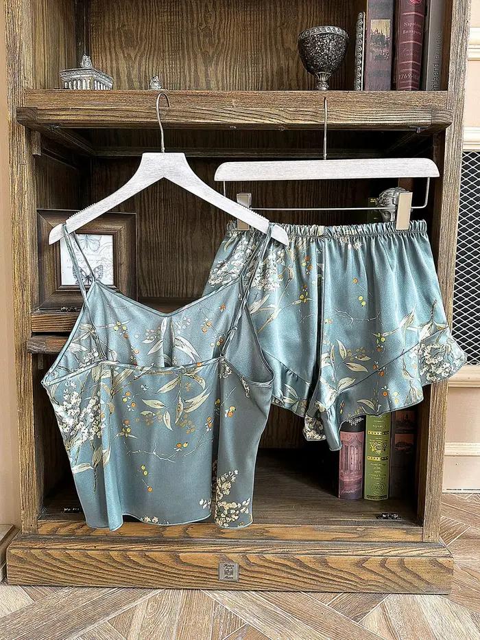 Ensemble pyjama vintage imprimé cerise pour femme