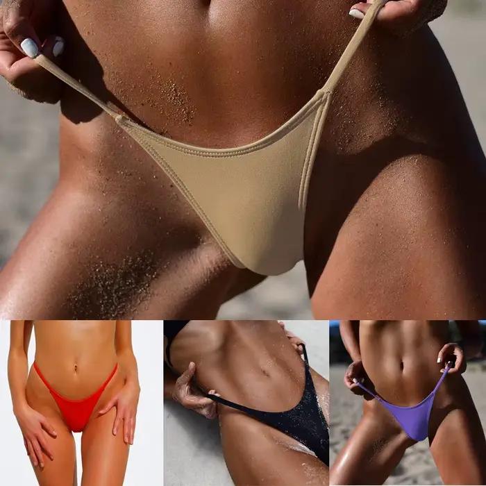 String Sexy bas de Bikini femmes string tongs brésiliennes maillots de bain maillot de bain fond solide maillot de bain