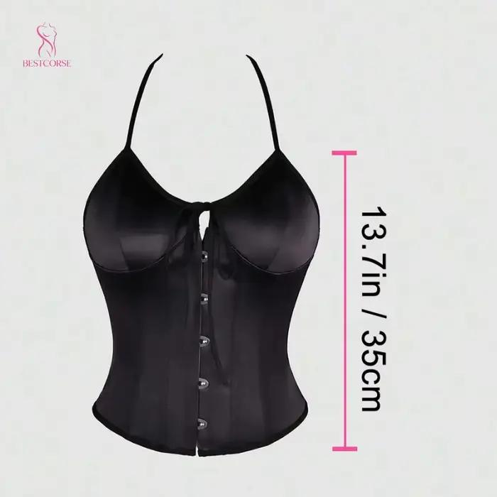 Corset femme luxe bustier en satin corset noir à lacets