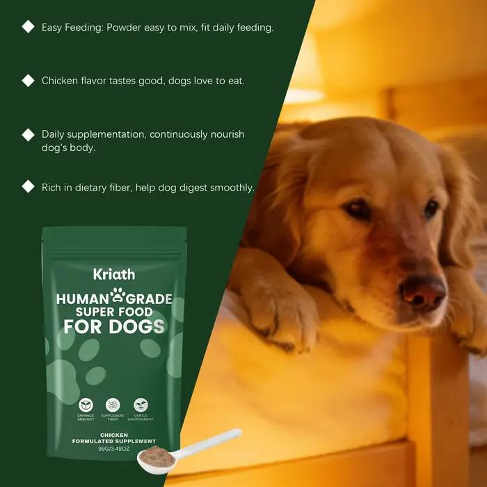 Poudre nutritionnelle pour chiens : favorise la digestion, équilibre la flore intestinale, stimule la vitalité, améliore la santé, soutient le système immunitaire, absorption facile au quotidien