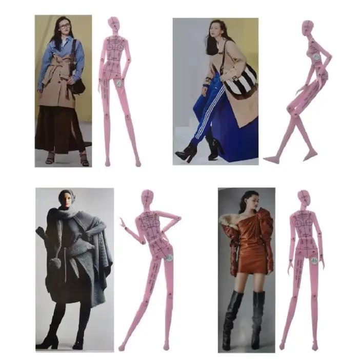 Ensemble de règles patchwork à la mode, conception de vêtements, modèle de dessin du corps humain, modèle de figurine pour hommes et femmes, planche combinée