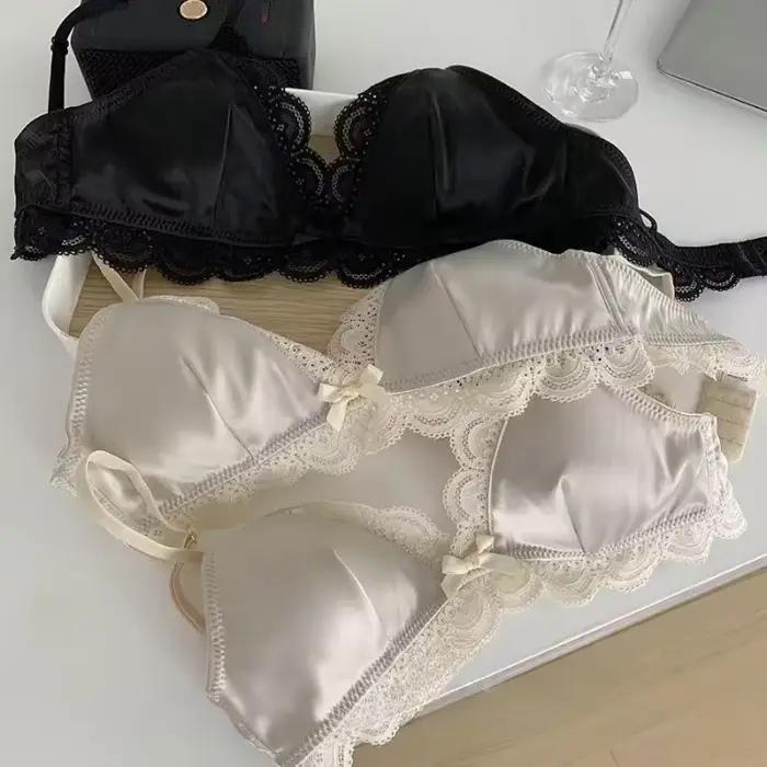 Soutien-gorge en dentelle à nœud triangle de style coréen pour femmes