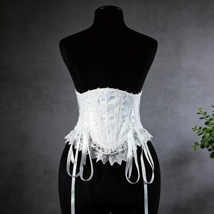 Corset gothique en dentelle pour femme avec baleines de soutien