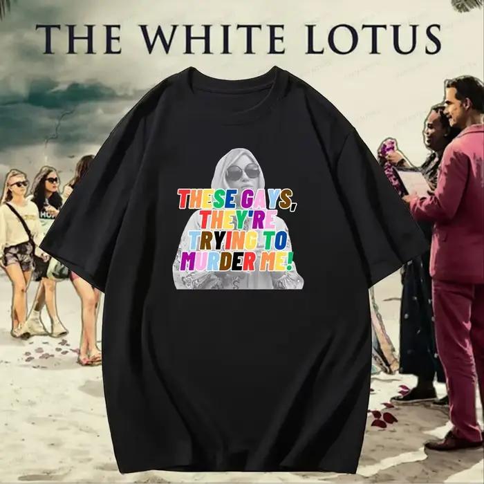 ‌ T-Shirt à col rond 100% coton avec Slogan drôle de la saison du Lotus blanc, avec motifs de émission de télévision rétro, chemises pour hommes et femmes