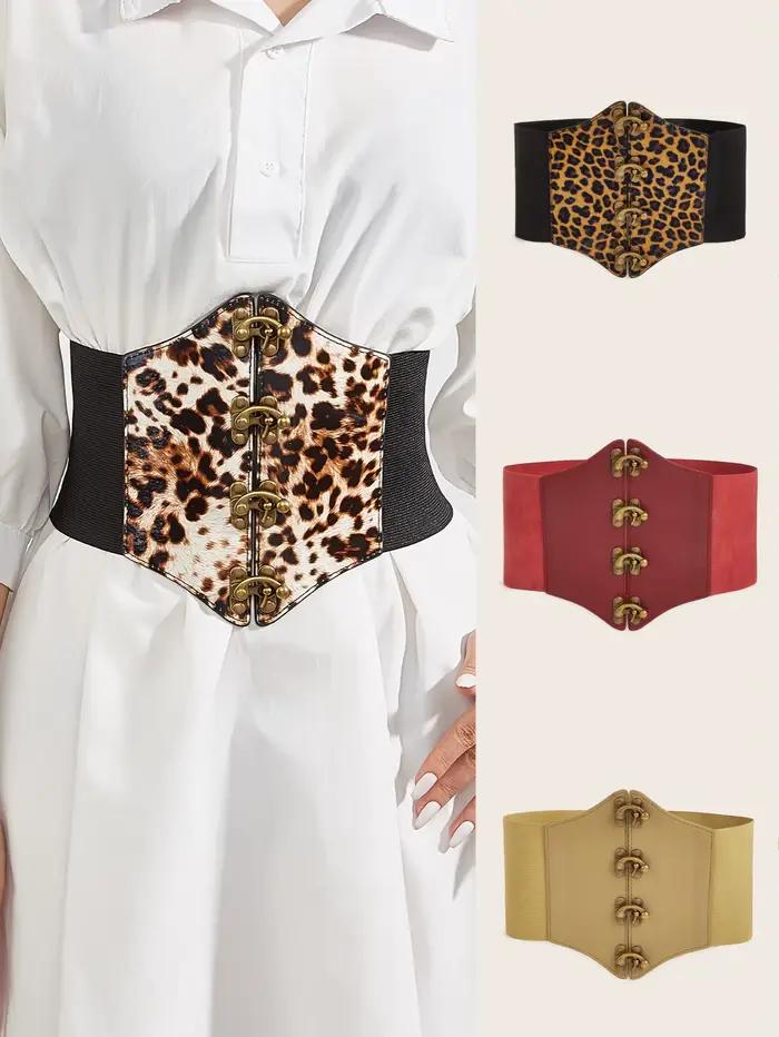 Corset de taille élastique imprimé léopard multicolore, ceinture de verrouillage, accessoires de robe, mode, 1 pièce