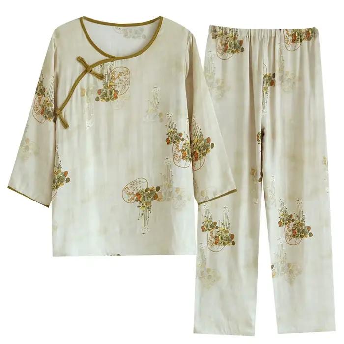 Pyjama en coton de Style chinois pour femmes