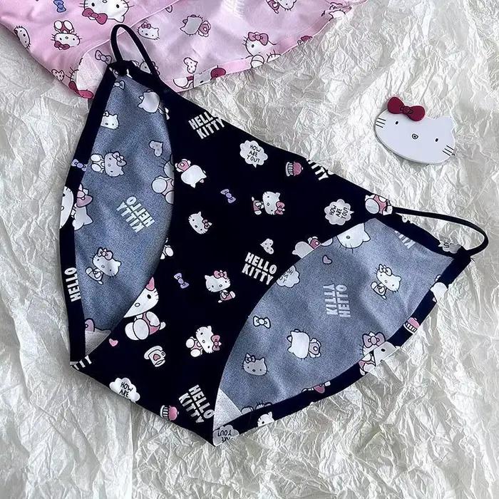 Culottes sans couture Hello Kitty pour filles, sous-vêtements féminins mignons de dessin animé Sanrio, culottes sexy pour femmes, culottes fines à taille basse pour l'été