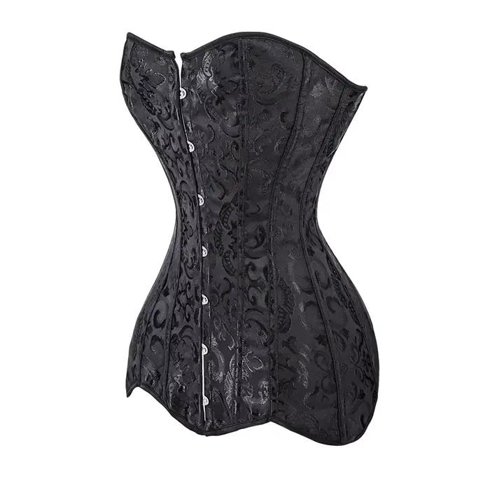 Bustier vintage gothique sexy avec broderie, armatures en acier, polyester et élasthanne pour une silhouette élégante et mince, idéal pour soirées gothiques et événements spéciaux