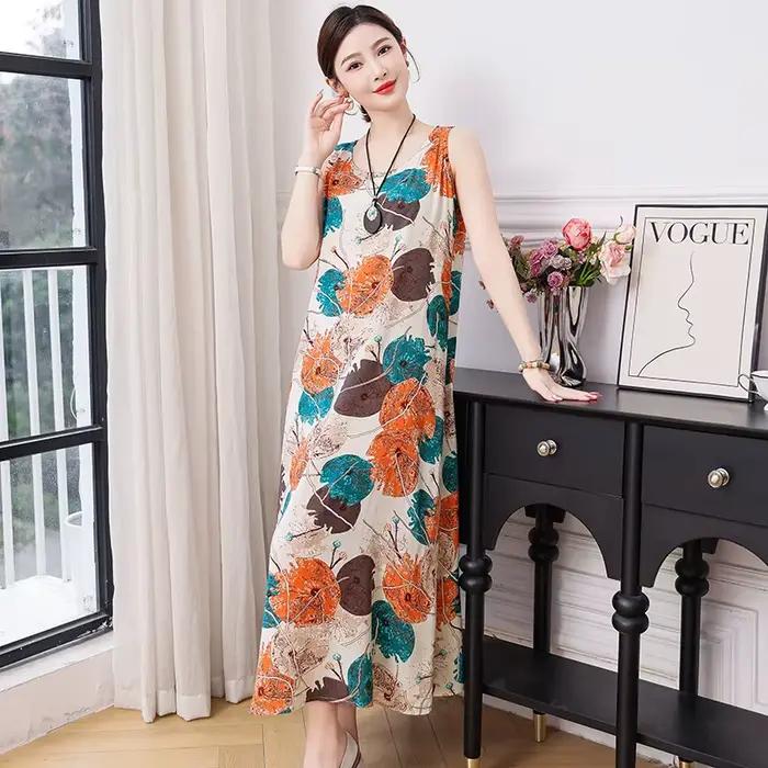 XL-5XL chemise de nuit Sexy nouvelle robe de nuit imprimée Vintage femme chemises de nuit gilet surdimensionné robes longues vêtements de nuit pour femmes chemise de nuit
