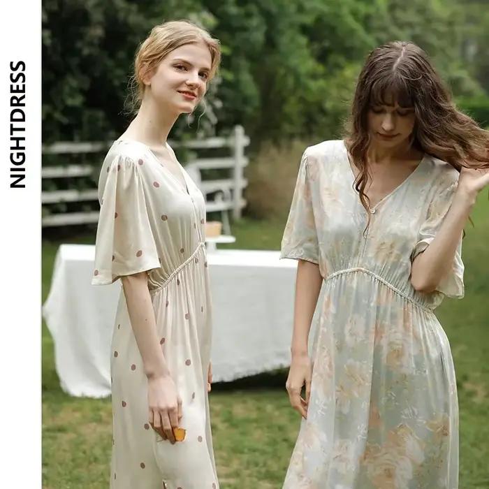 Robe de nuit longue en viscose pour femme
