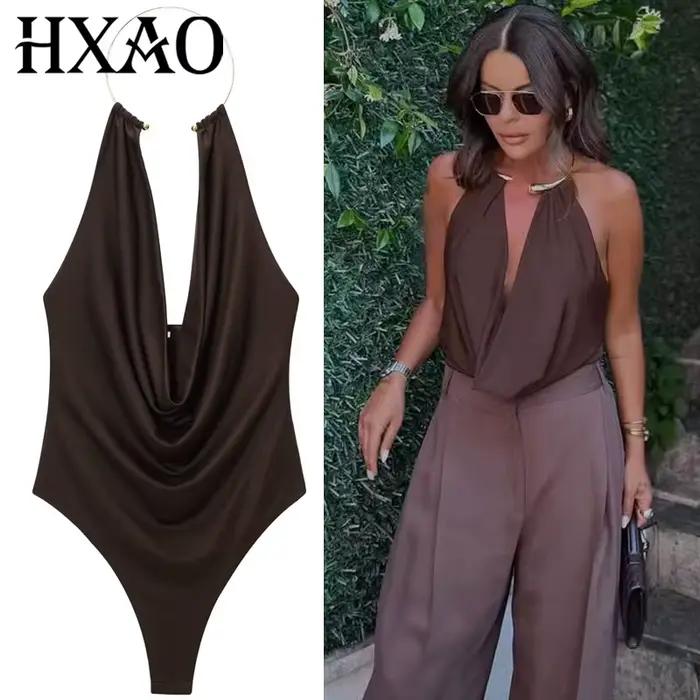 HXAO marron licou body femmes été