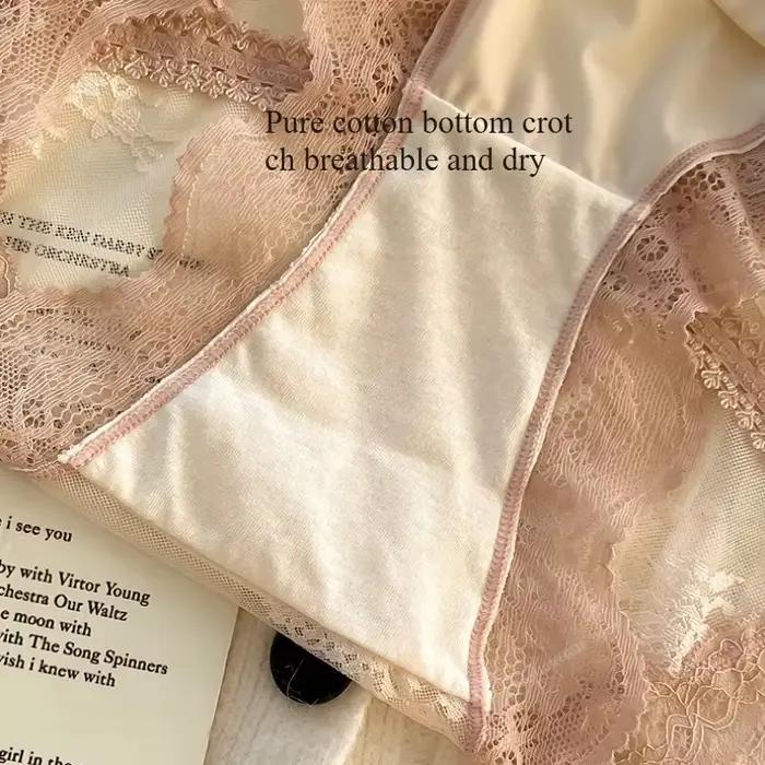 Slip en dentelle à panneaux en Satin, sous-vêtements Sexy pour femmes, culotte taille basse, slip doux, Lingerie confortable, Тру Жсы => Kamiе