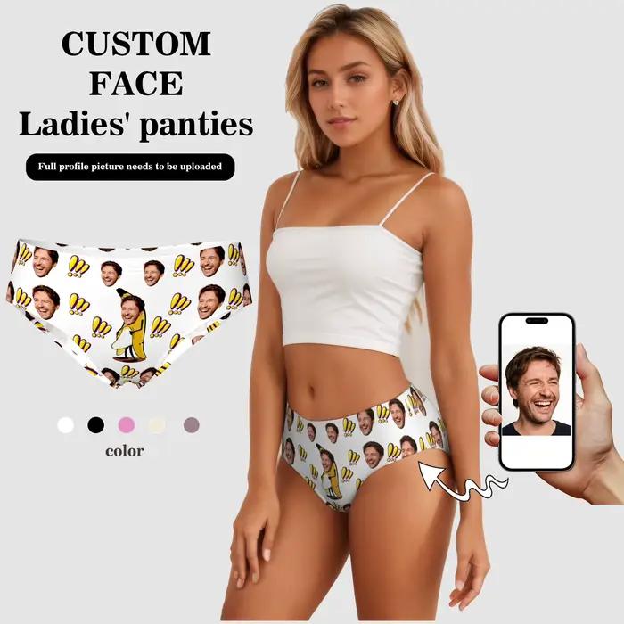 Lingerie personnalisée avec photo du visage pour femmes, cadeau de la Saint-Valentin, lingerie respirante et confortable