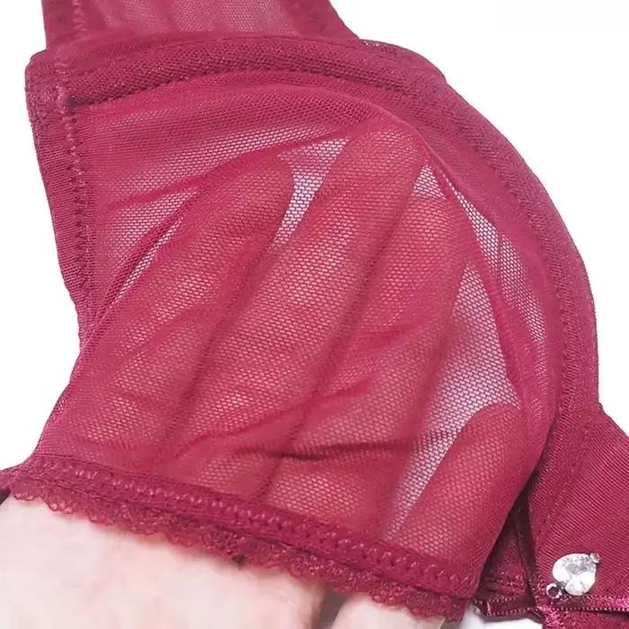 Nouveau soutien-gorge en dentelle maille transparente Sexy 3/4 tasse arc Ultra-mince romantique voir à travers