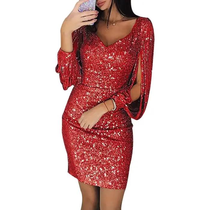 Robes féminines 2025 robe courte de boîte de nuit pour femmes vêtements de soirée paillettes bal Mini strass tenues de fête de luxe mode X G
