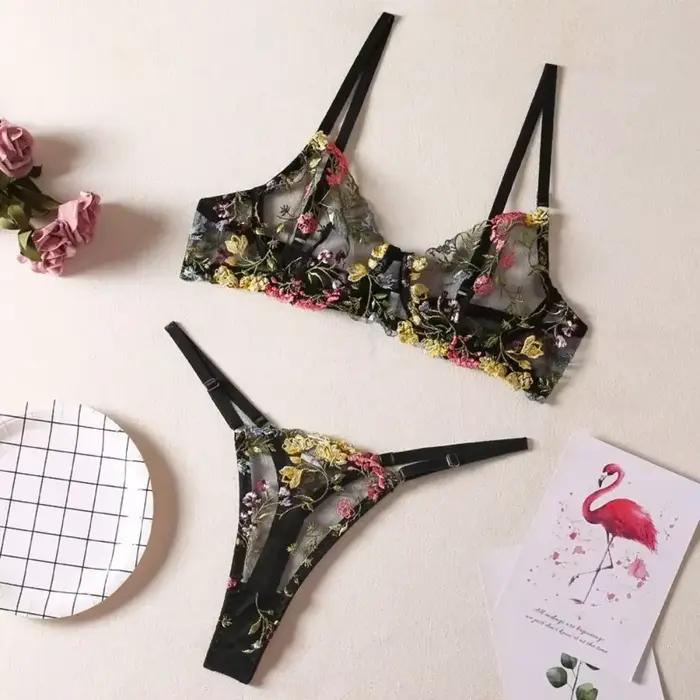 Ensemble de Lingerie florale polyvalente 2 pièces