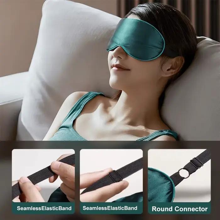 Masque pour les yeux de sommeil en soie de mûrier, chaud et frais, double usage, réglable, blocage de la lumière de voyage, couverture respirante pour les yeux, bandeau pour les yeux