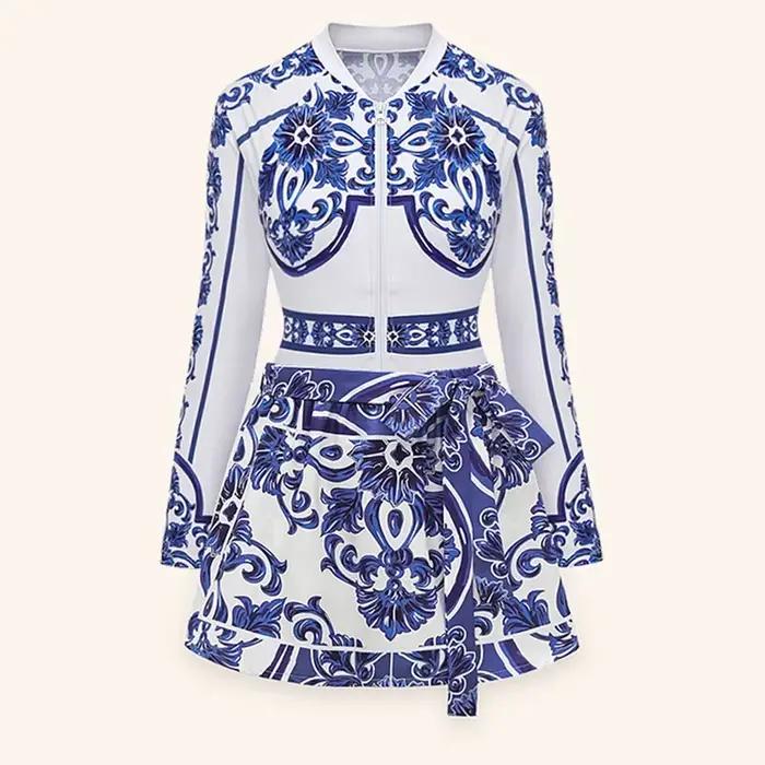 Femmes nouveau surf Sport maillot de bain manches longues une pièce maillot de bain maillots de bain solide Monokini maillot de bain Tropical body femme