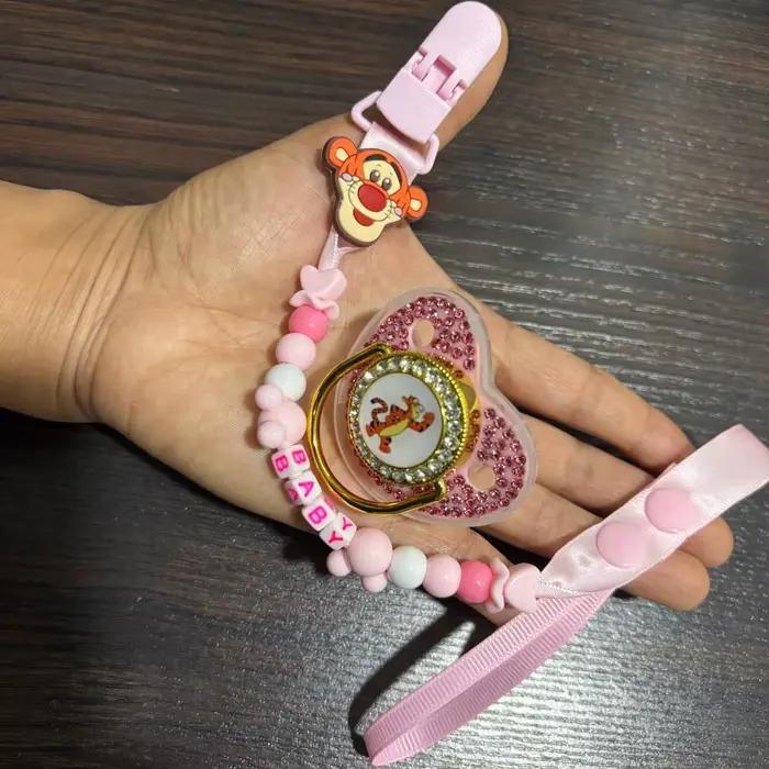 Sucette d'alimentation pour bébé, sucette en silicone pour bébé garçon/fille, clip de sucette apaisant à motif de dessin animé pour nouveau-nés, sucette à motif de dessin animé