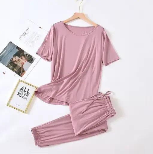 Nouveau Pyjama pour Femmes Tailles Grandes Tailles Modal Coton Manches Courtes Occasions Spéciales