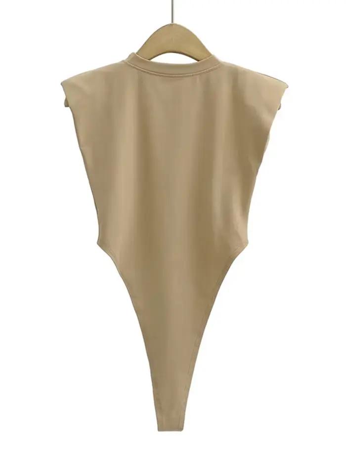 Hauts Sexy pour femmes, une pièce, moulante, épaule rembourrée, noir, sans manches, costumes pour femmes, blanc, été, 2024